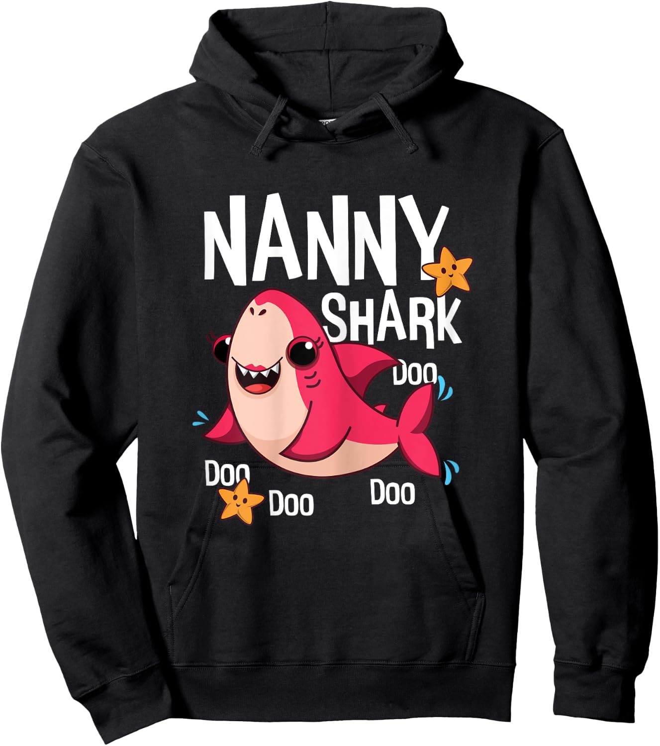 Cute Kawaii Shark Nanny Mom Mama Mommy Mother's Day Hoodie - Hoodie | Black