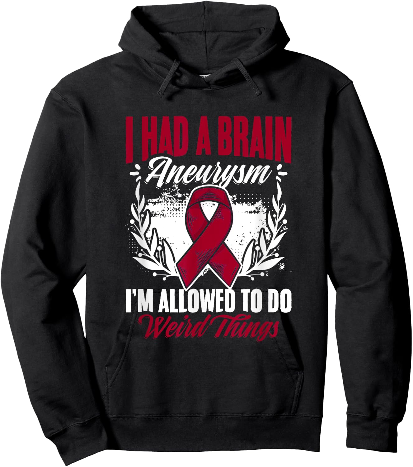 Had Brain Aneurysm Burgundy Aortic Brain Aneurysm Awareness Hoodie - Hoodie | Black
