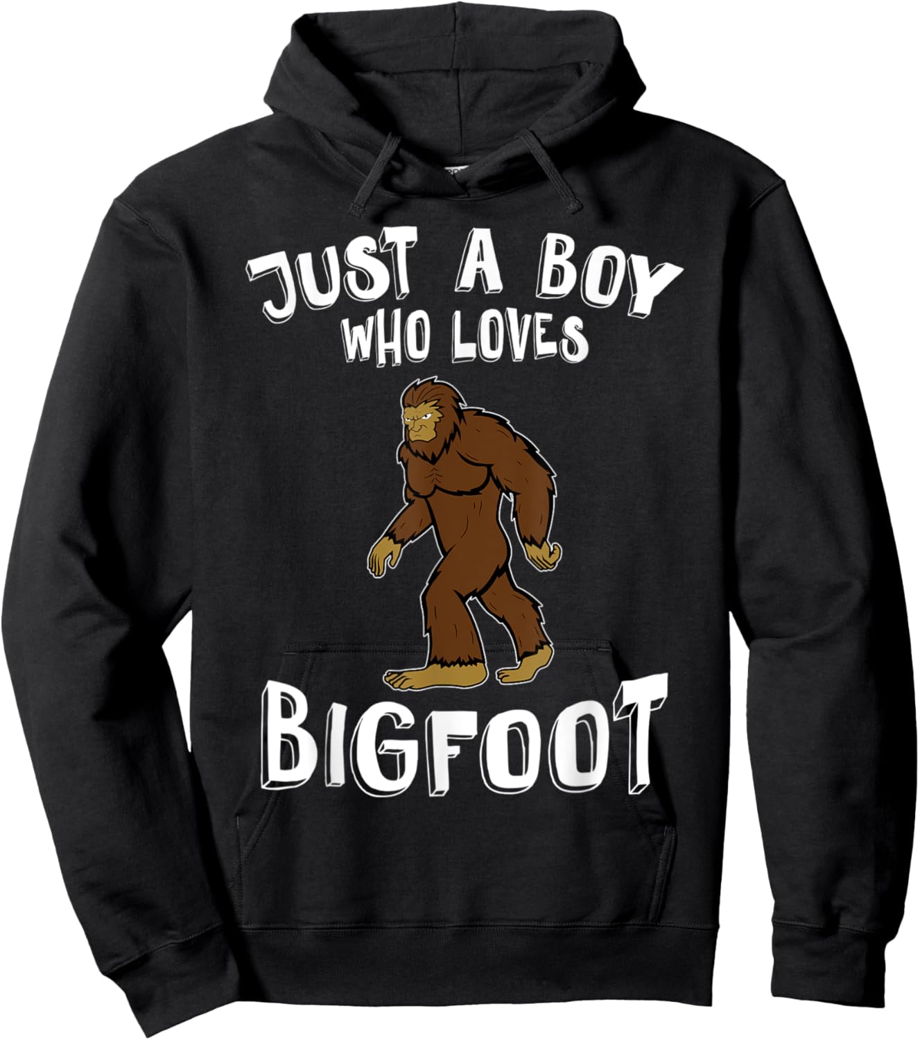 Just A Boy Who Loves Bigfoot Hunter Animal Lover Camping Hoodie - Hoodie | Black