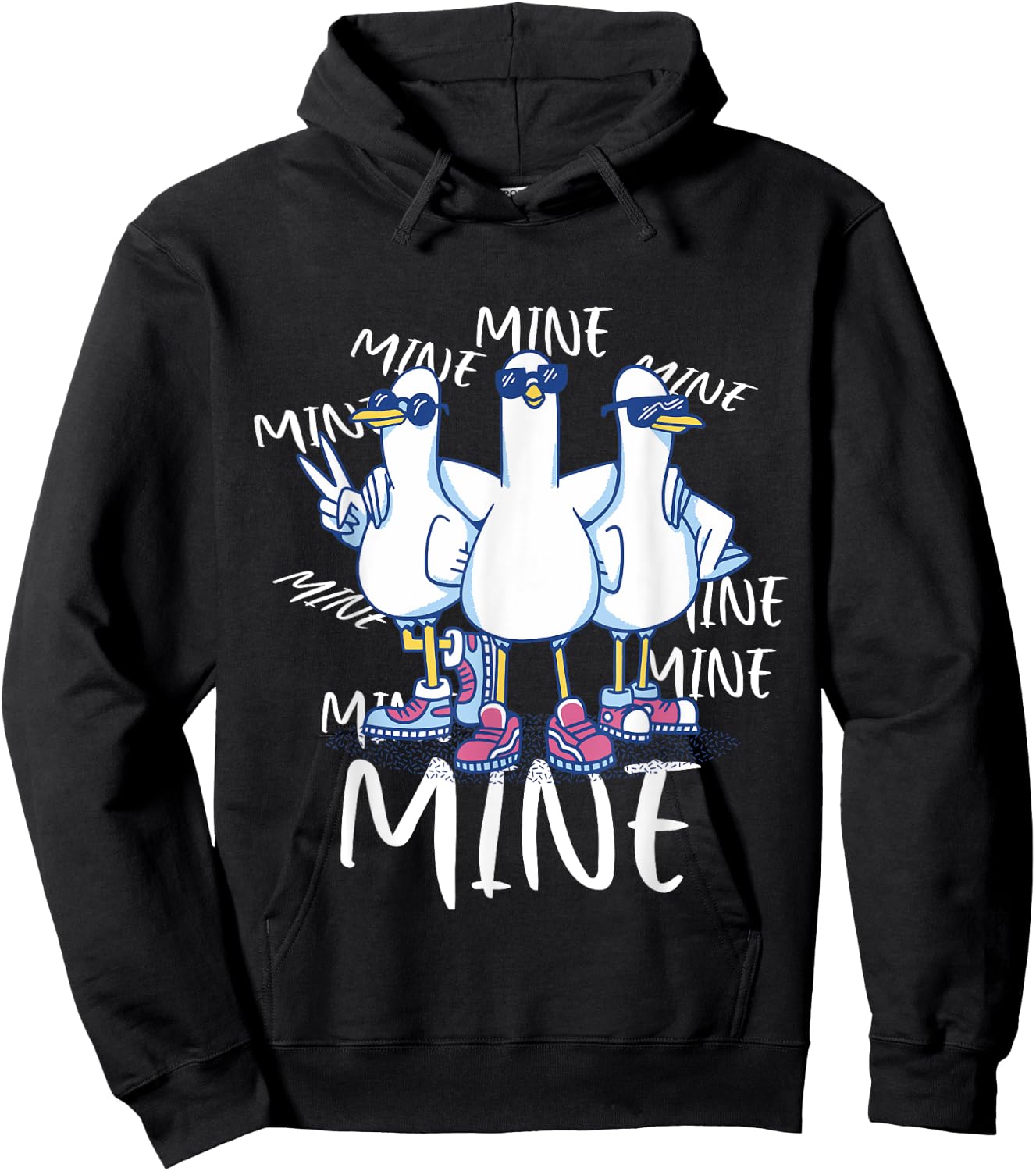 Funny Seagull Saying Mine Funny Pigeon Retro Ocean life Hoodie - Hoodie | Black