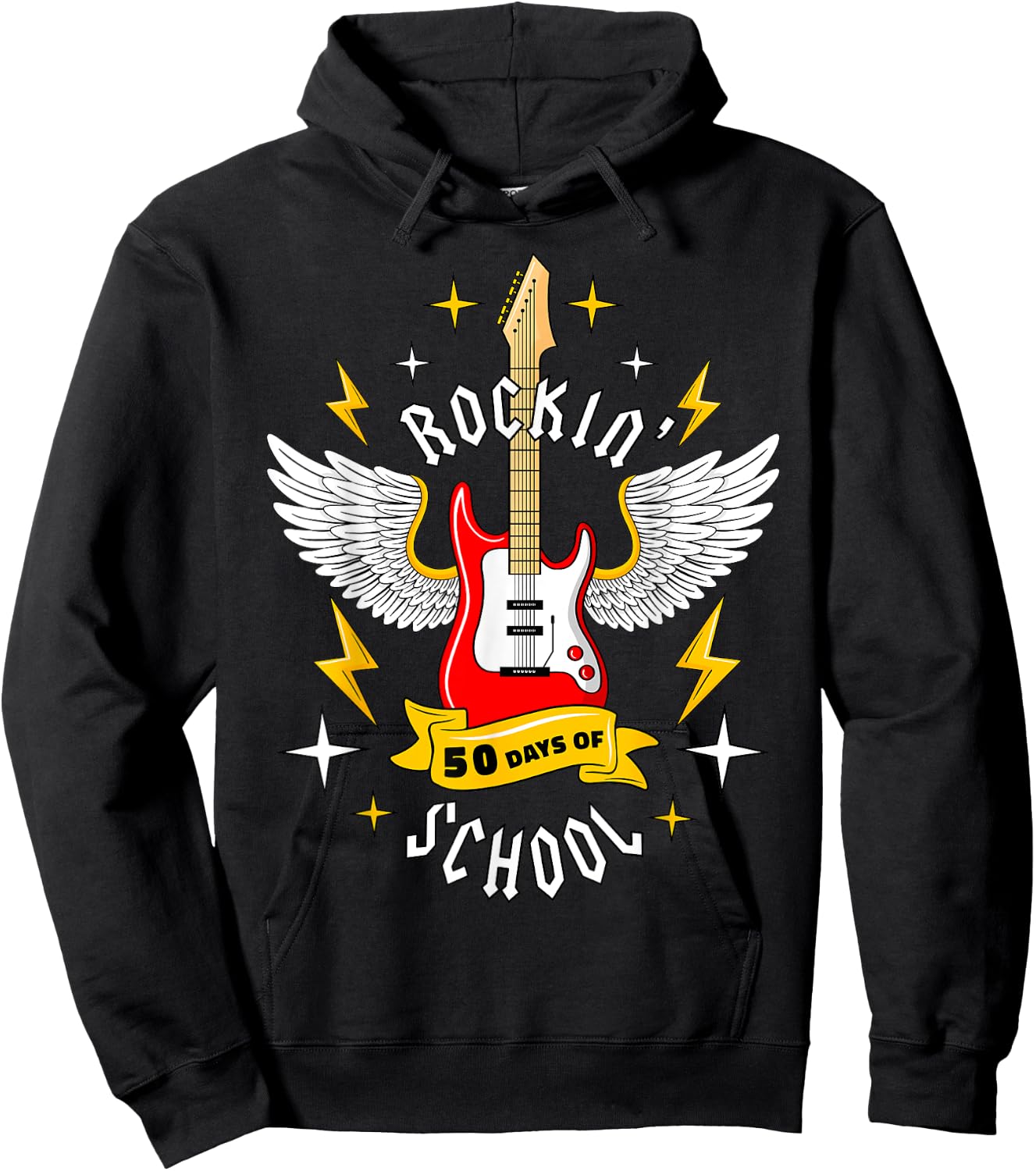 Rockin 50 Days of School 50th Day of School Teacher Student Men Women Girls Kids Hoodie - Hoodie | Black