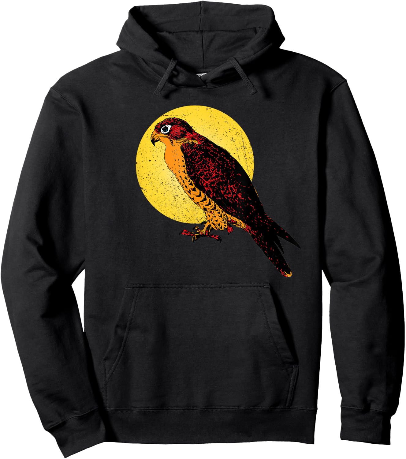 Happy Halloween Orange Falcon Hawk Yellow Moon Light Graphic Hoodie - Hoodie | Black