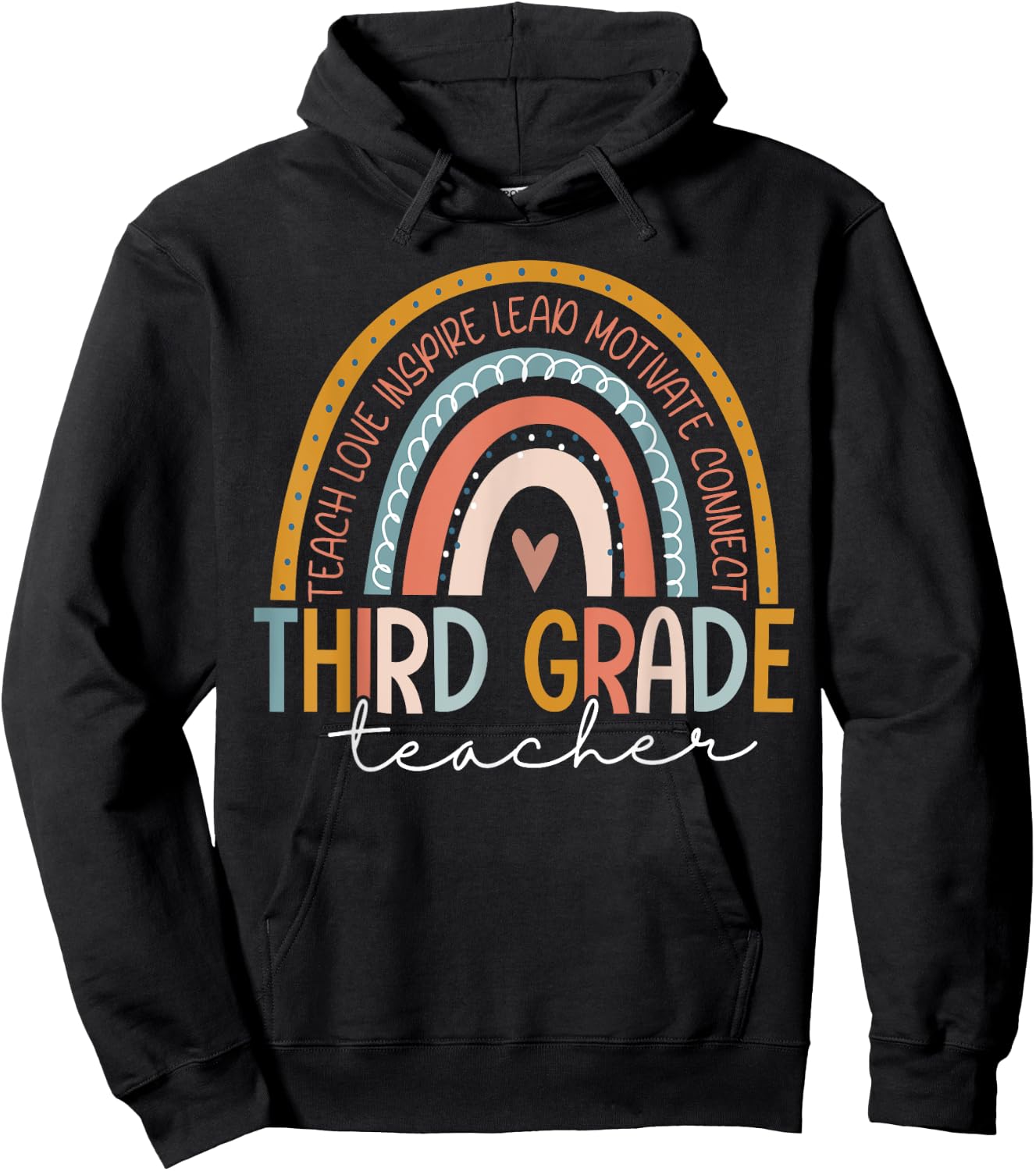 Third Grade Teacher Teach Love Inspire Back To School Men Women Girls Kids Hoodie - Hoodie | Black