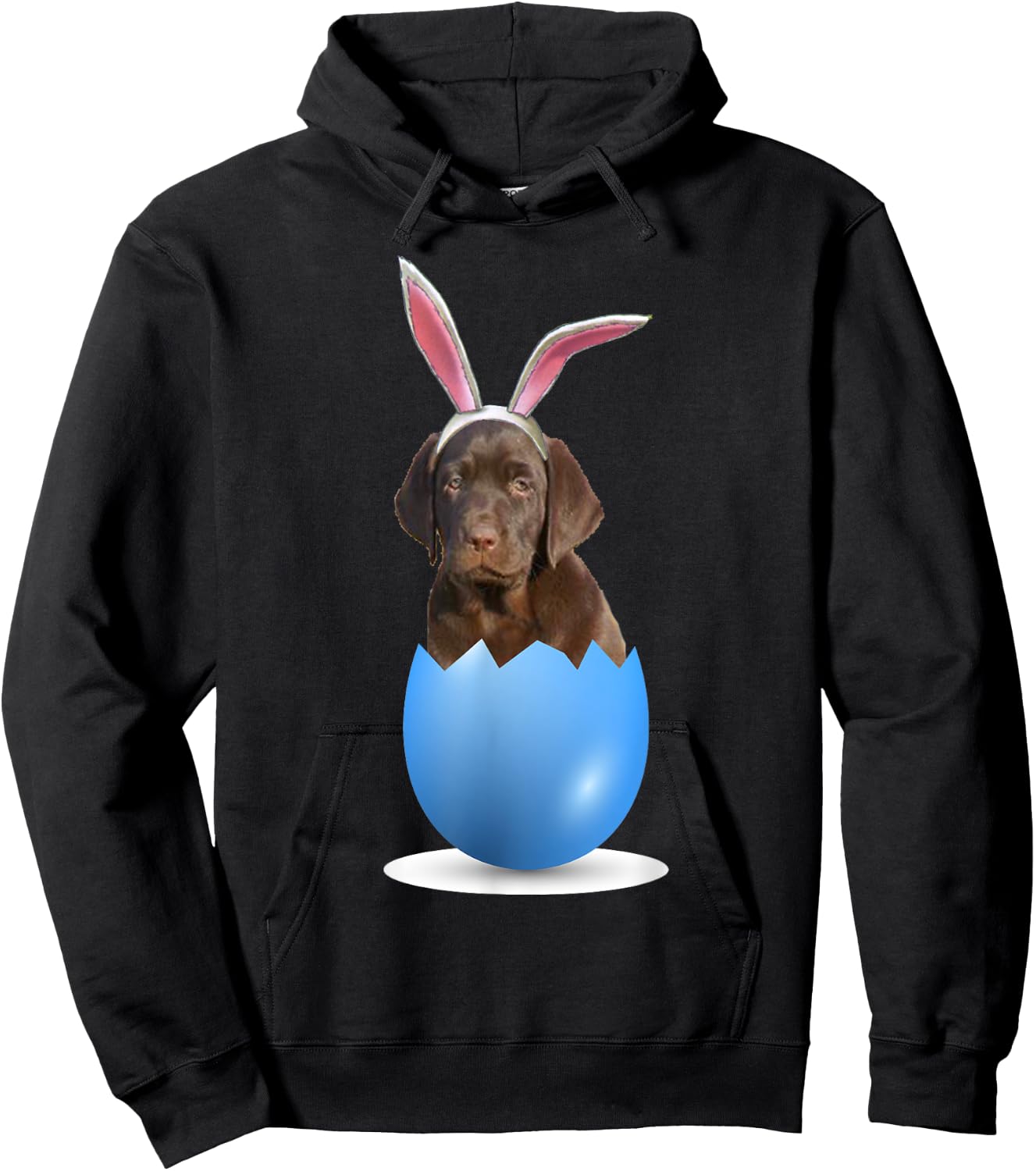 Chocolate Lab Retriever Dog Easter Bunny Egg Hunting Sunday Women Hoodie - Hoodie | Black
