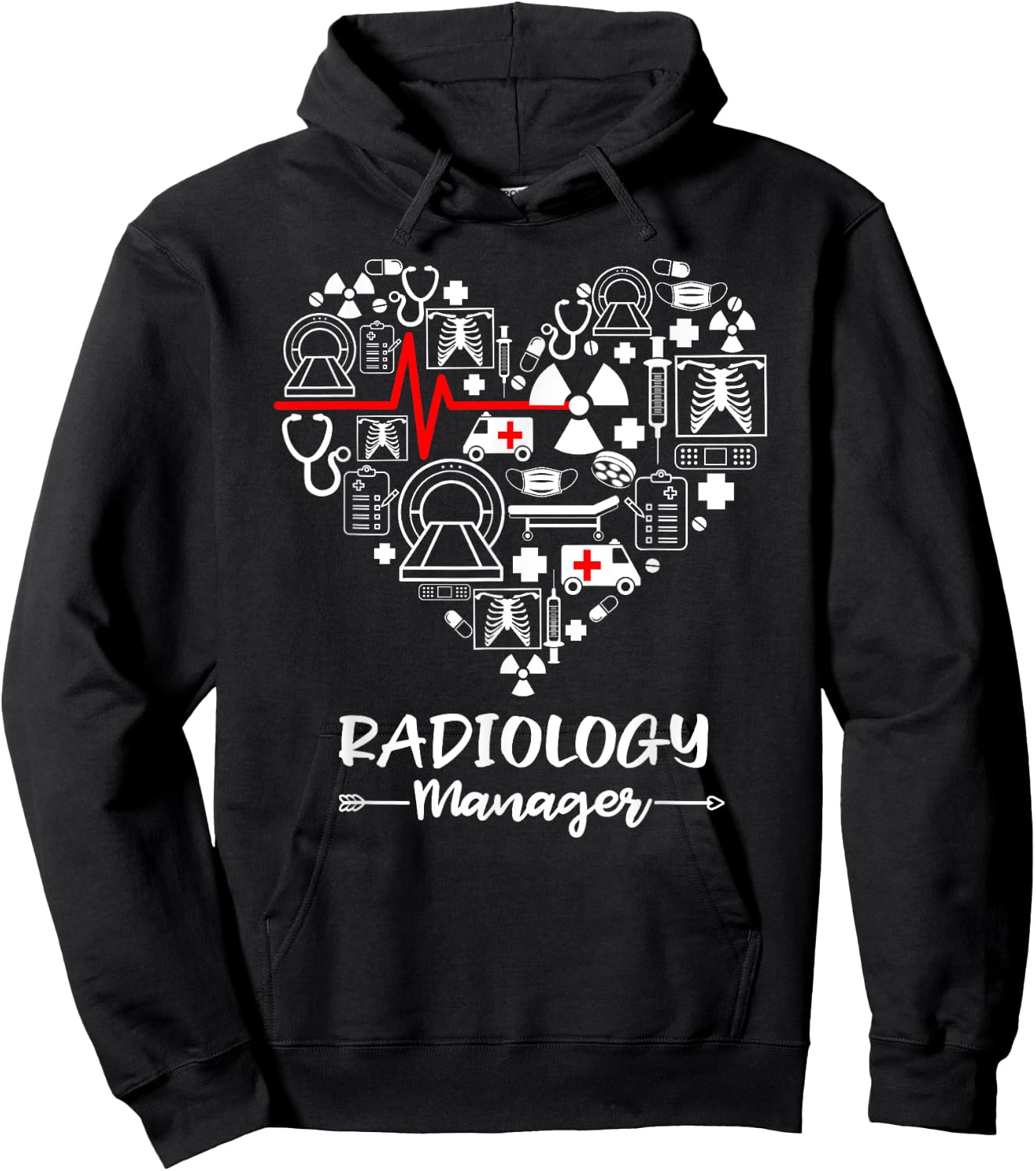Radiology Manager Heart Funny Radiologist Hoodie - Hoodie | Black