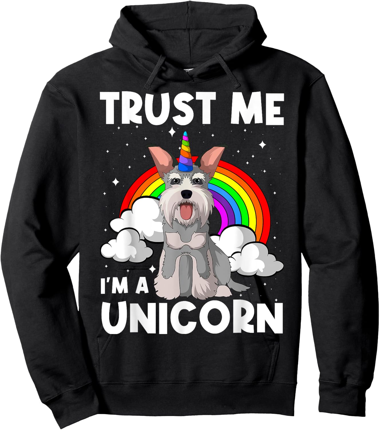 Schnauzer Unicorn Wire-Haired Pinscher Whiskered Snout Dog Men Women Girls Kids Hoodie - Hoodie | Black