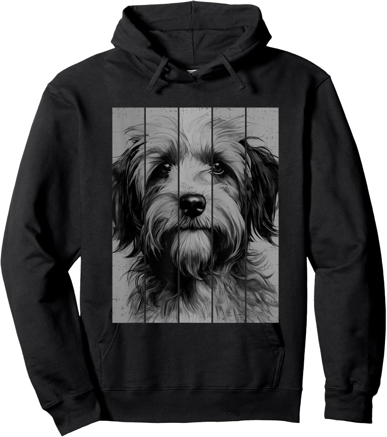 Cool Tibetan Terrier Portrait Black And White Style Hoodie - Hoodie | Black