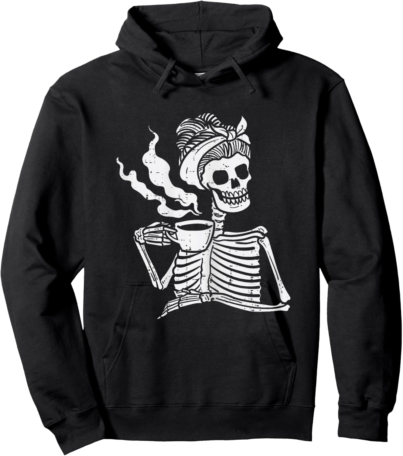 Skeleton Woman Mom Bun Coffee Funny Halloween Costume Women Hoodie - Hoodie | Black