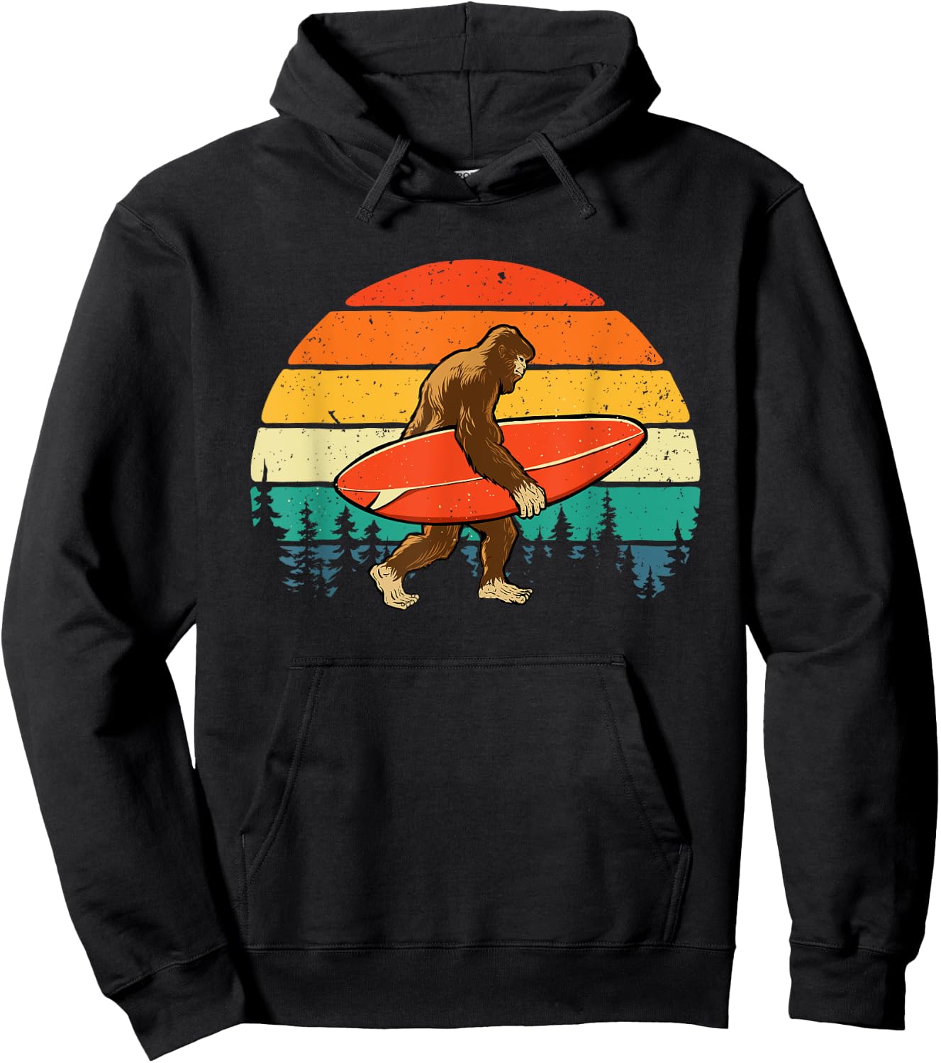 Bigfoot Surfer - Retro Surfingboard Surfing Beach Surfboard Hoodie - Hoodie | Black