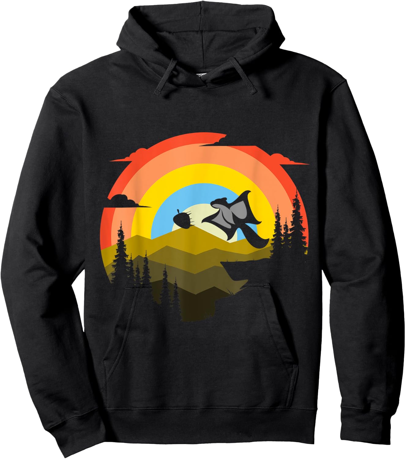 Squirrel Flying Retro Forest Animal Nut Hoodie - Hoodie | Black