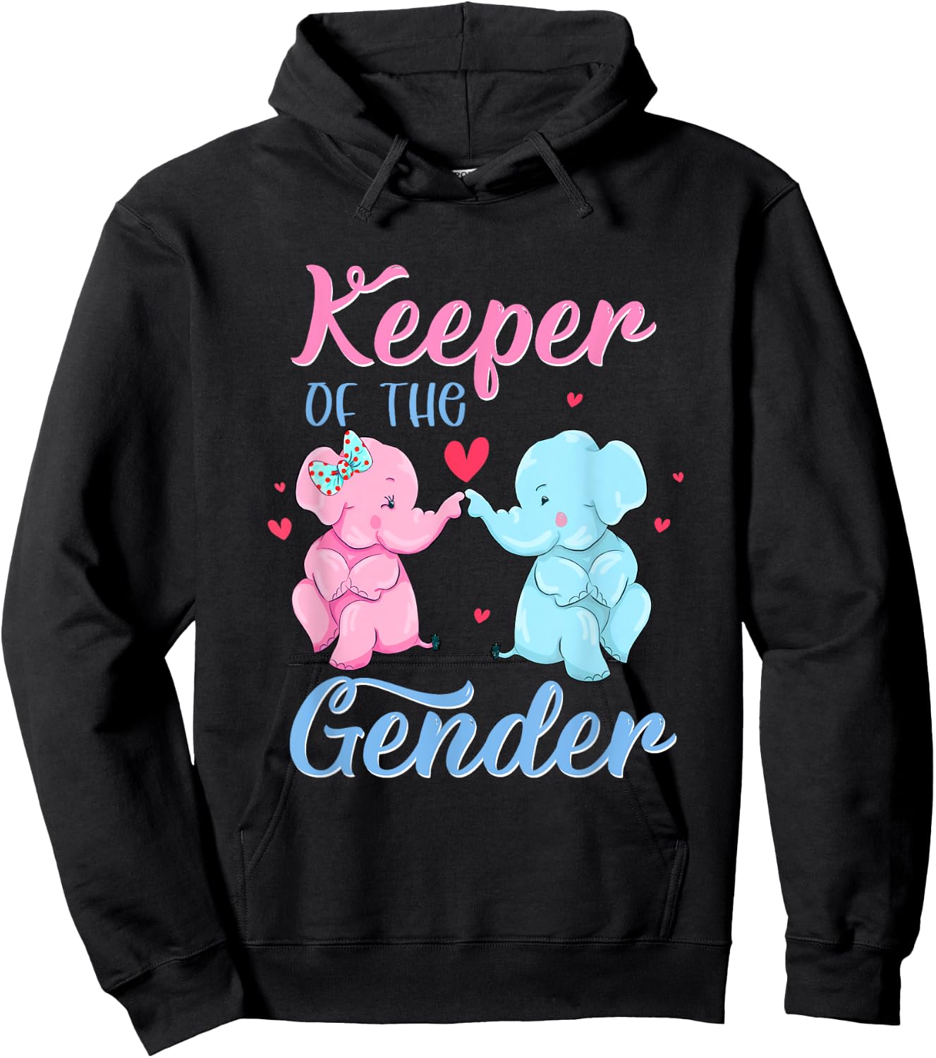 Keeper of The Gender Elephant Pink or Blue Gender Reveal Hoodie - Hoodie | Black