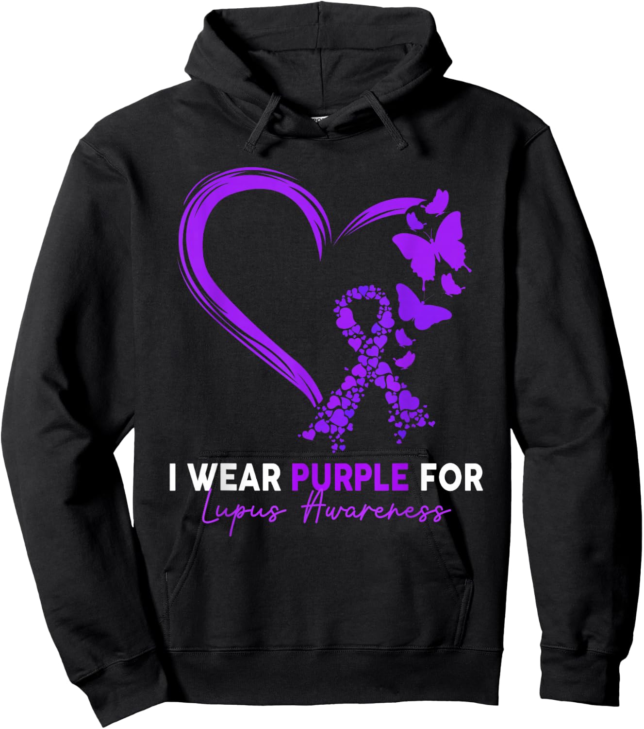 I Wear Purple For Lupus Awareness Survivor Warrior Hoodie - Hoodie | Black