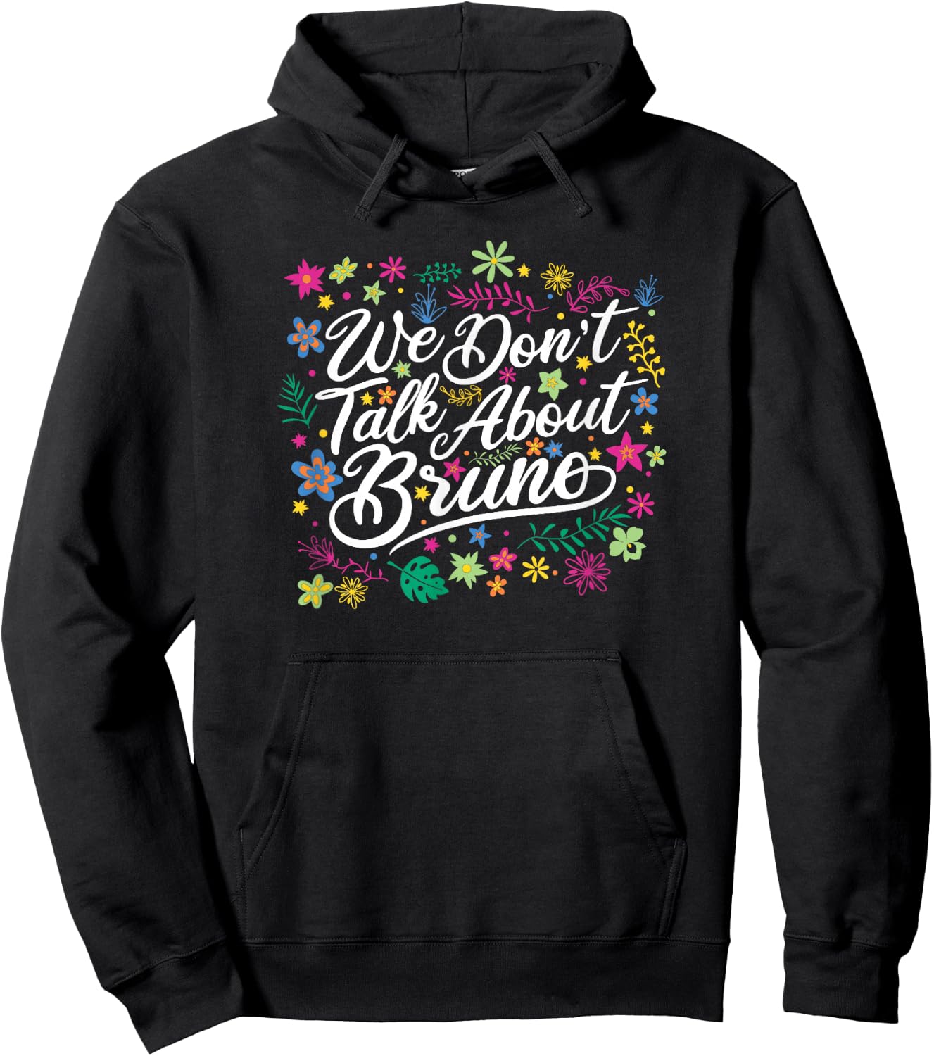 Disney Encanto We Don't Talk About Bruno Floral Text Hoodie - Hoodie | Black
