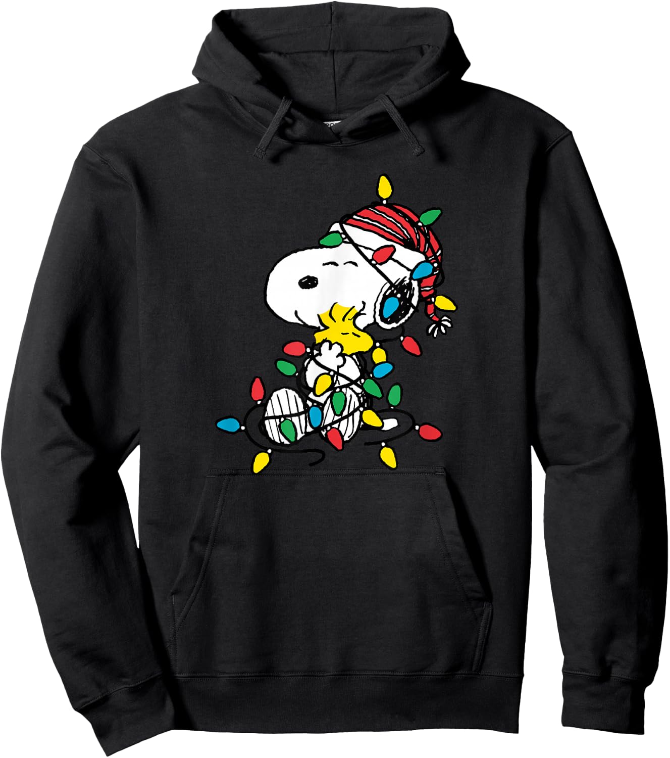 Peanuts - Snoopy Woodstock Christmas Lights Hoodie - Hoodie | Black