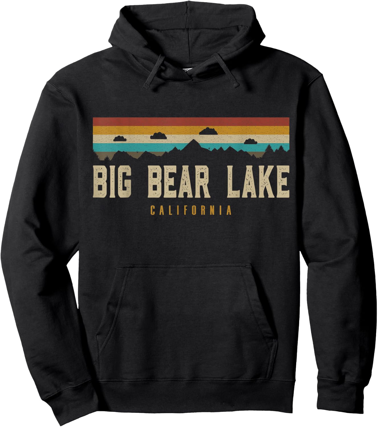 Big Bear Lake Mountains California Hiking Outdoors Retro Hoodie - Hoodie | Black