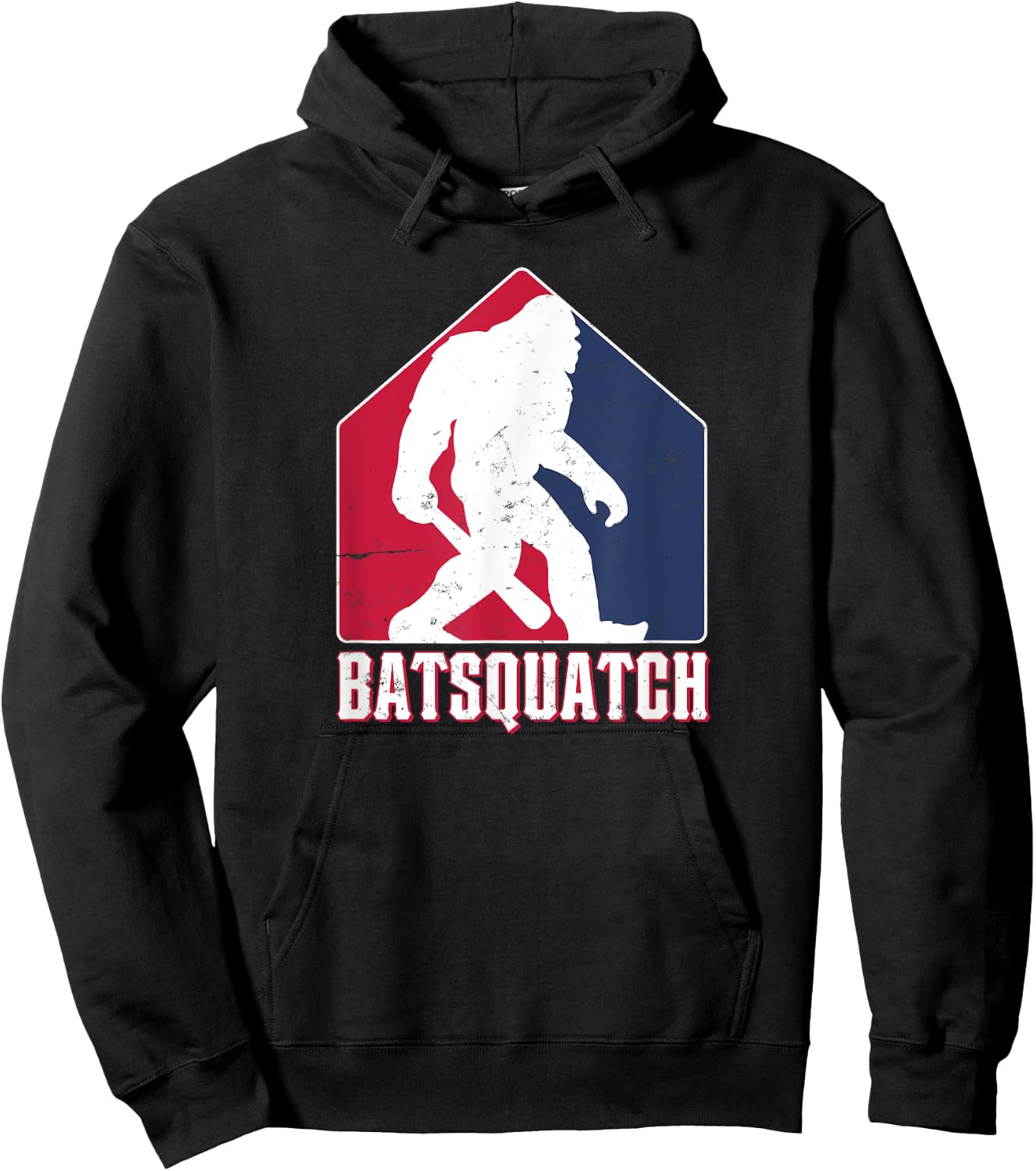 Funny Batsquatch Baseball Sports Fan Sasquatch Patriotic Women Men Hoodie - Hoodie | Black