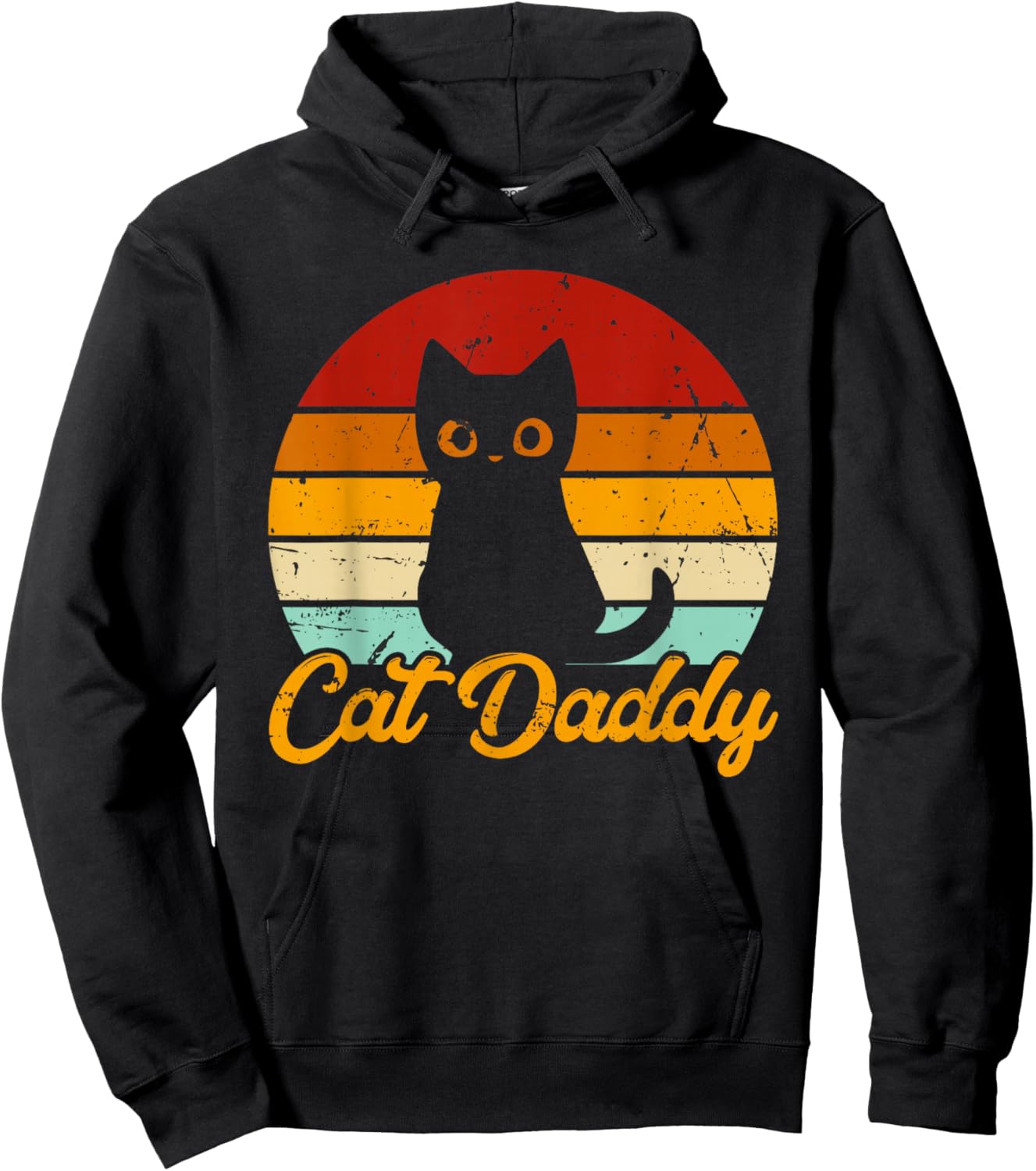 Cat Daddy - Vintage Eighties Style Cat Retro Distressed Cat Hoodie - Hoodie | Black
