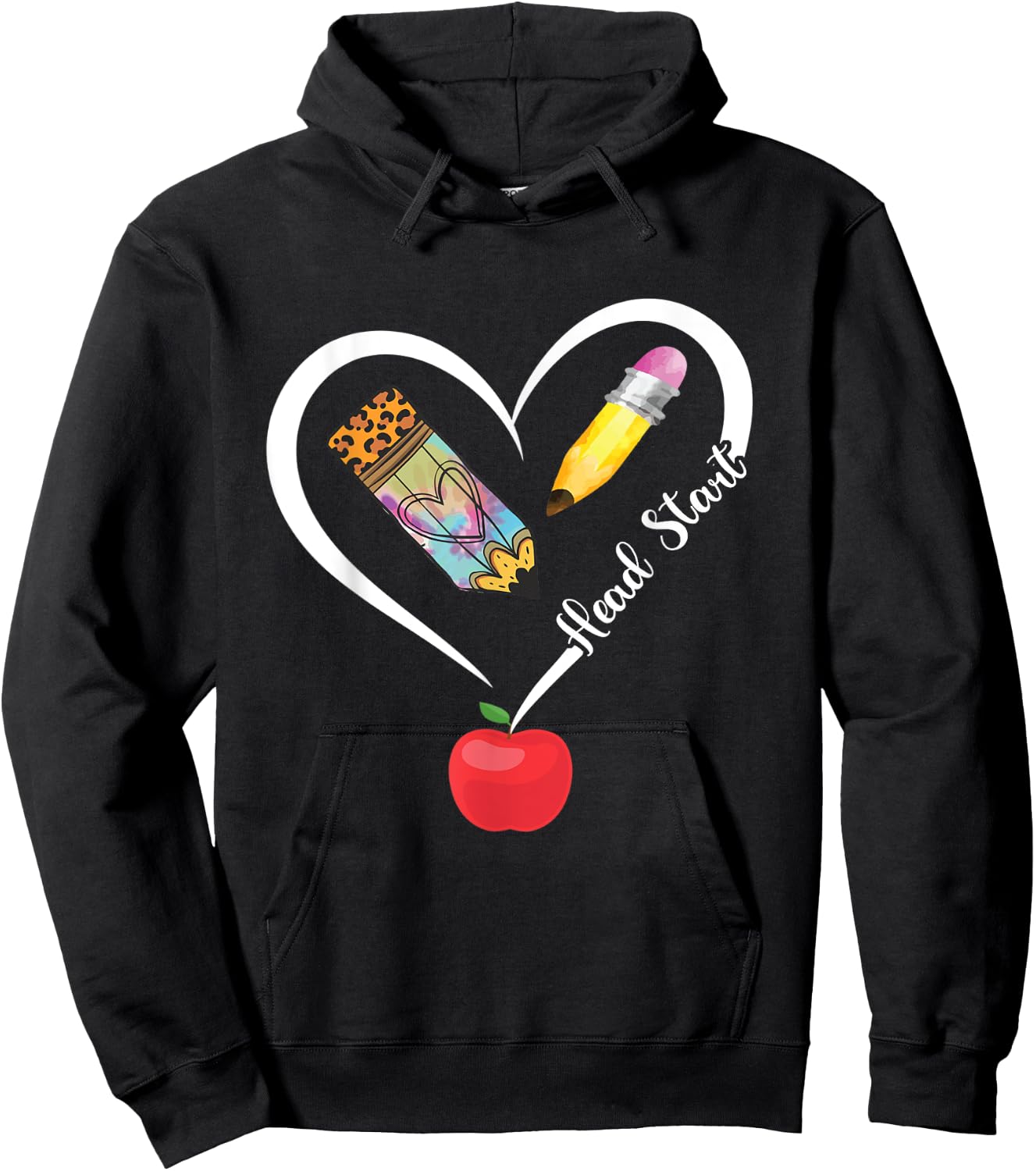 Head Start Teacher Heart Love Apple Headstart Teacher Hoodie - Hoodie | Black