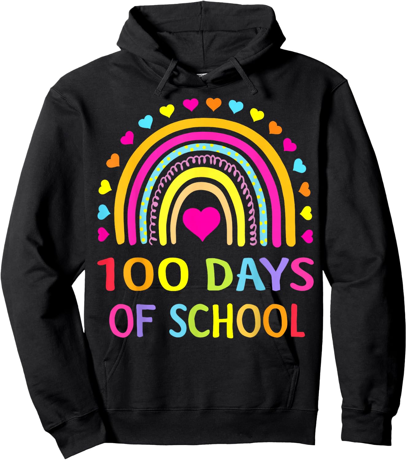 Cute 100 Days of School Rainbow 100th Day of School Hoodie - Hoodie | Black