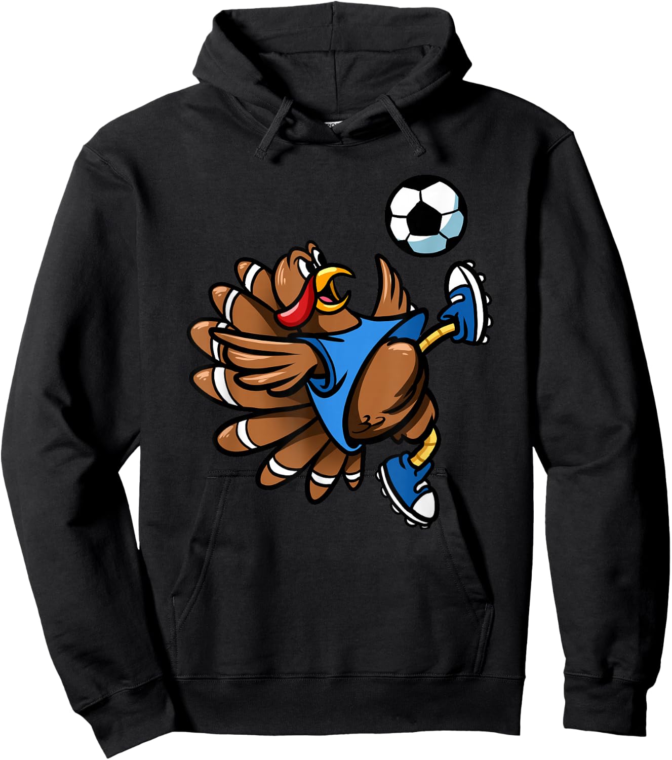 Bicycle Kick Turkey Men Boys Thanksgiving Soccer Hoodie - Hoodie | Black