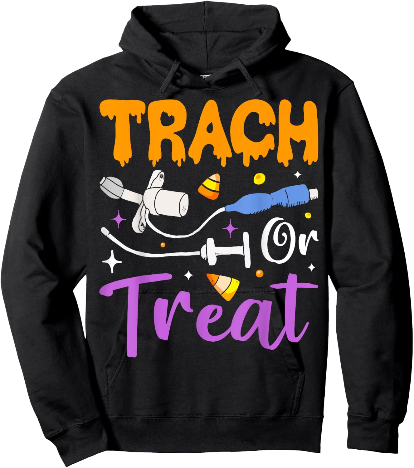 Halloween Lung Doctor Trach or Treat Respiratory Therapist Hoodie - Hoodie | Black