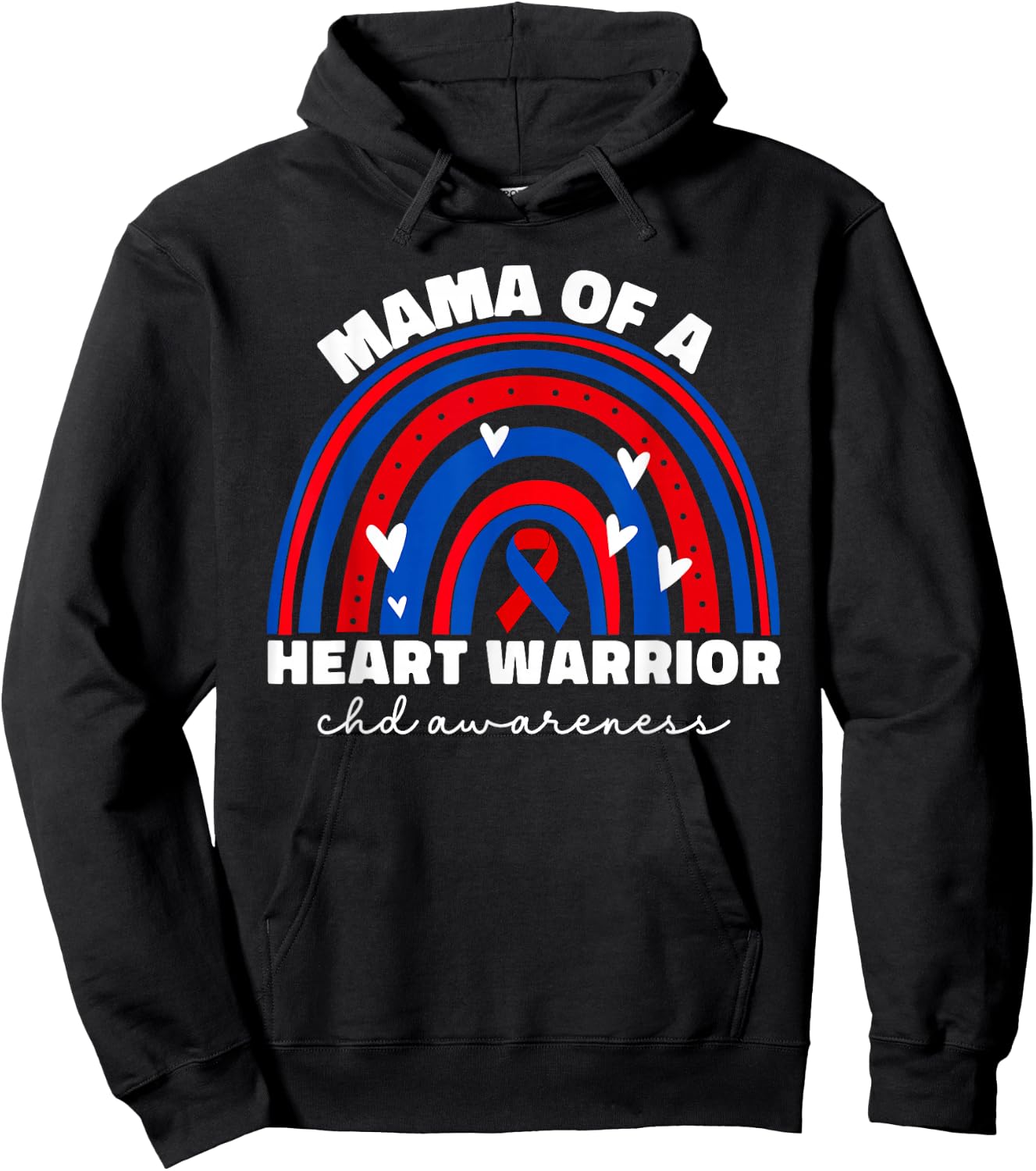 Mama of a Warrior CHD Congenital Heart Defect Awareness Mama Hoodie - Hoodie | Black