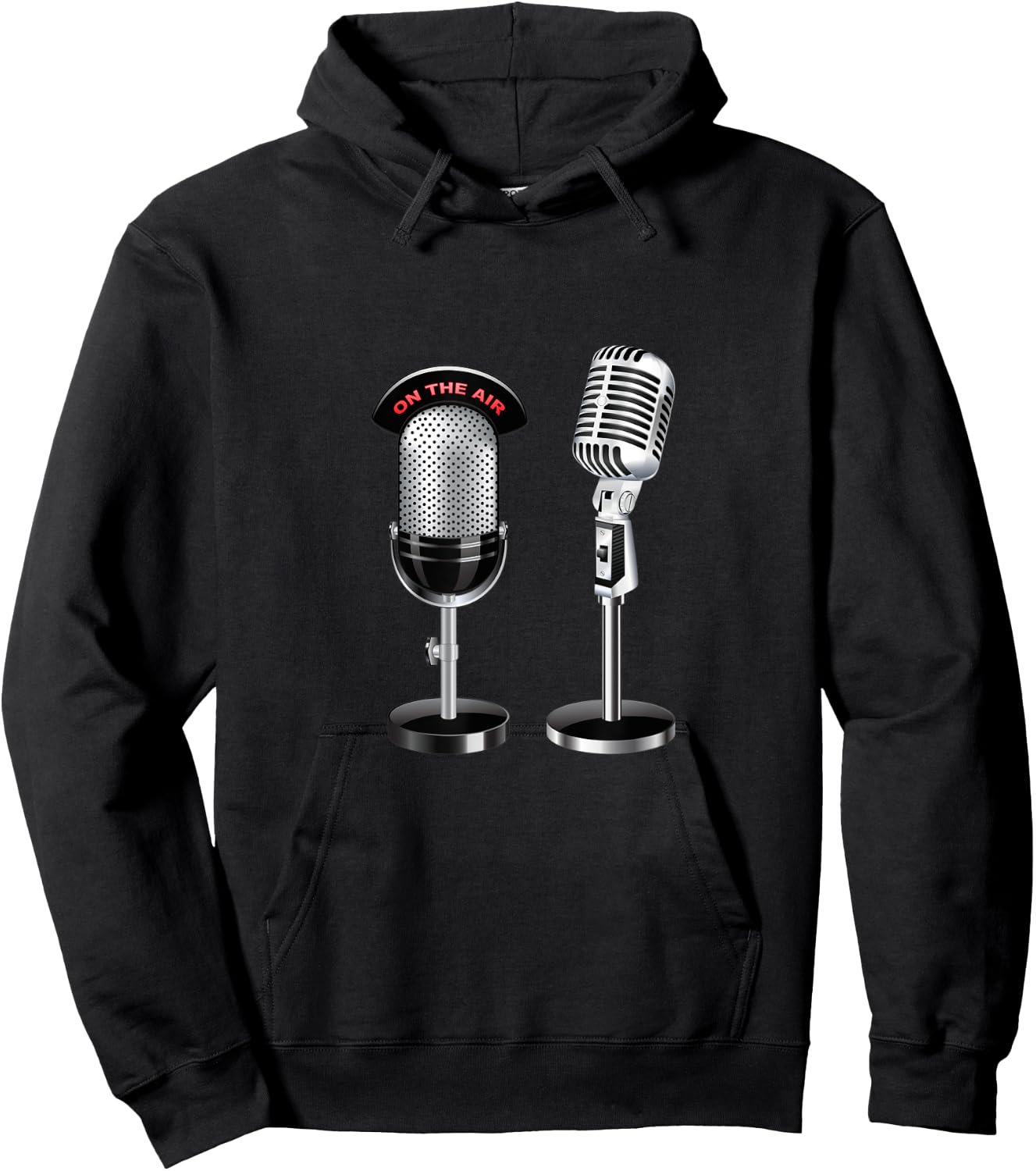 Retro Vintage Music Singer Old School Microphone Hoodie - Hoodie | Black