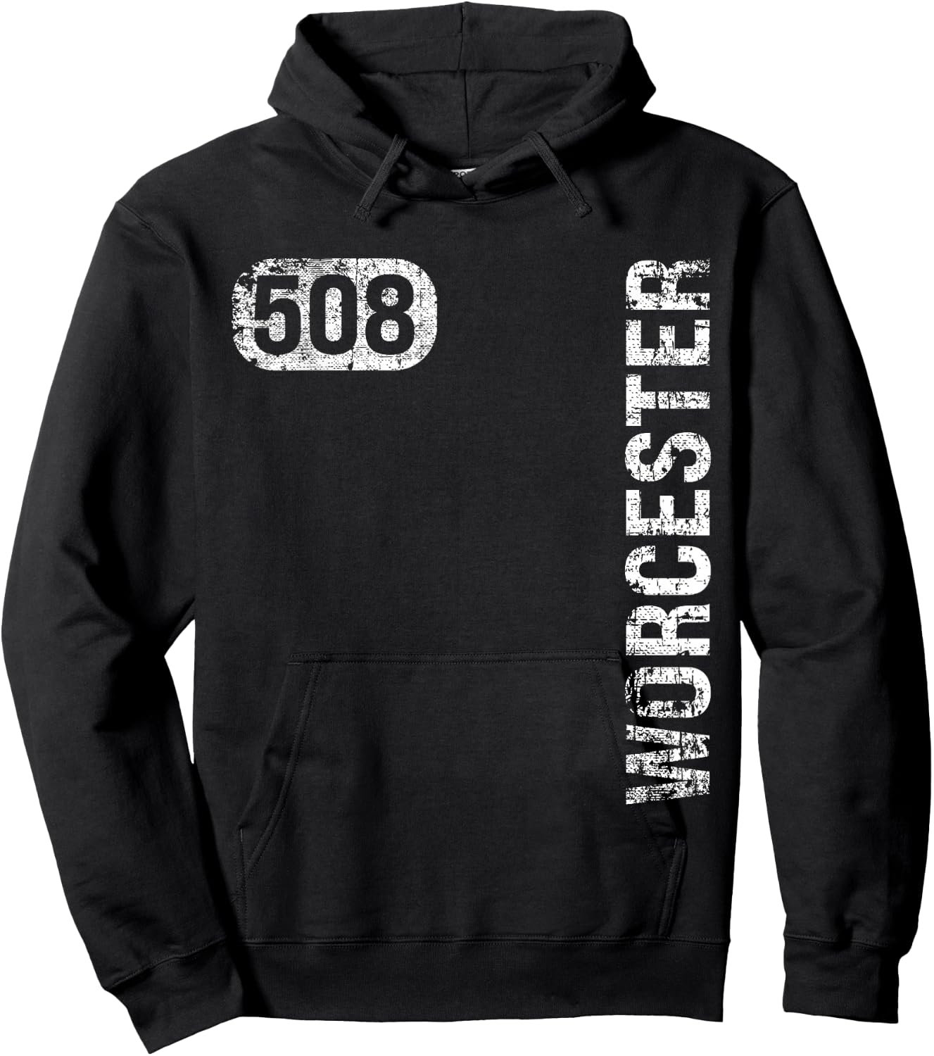 Worcester Massachusetts 508 Area Code Vintage Retro Hoodie - Hoodie | Black