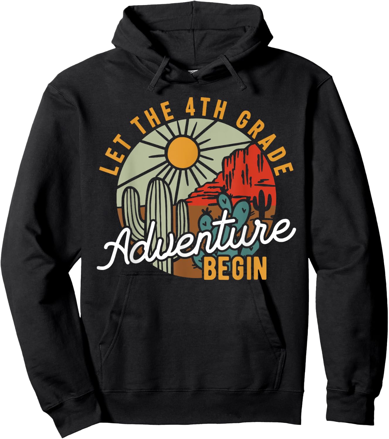 Let the 4th Grade Adventure Begin 4th Grade Teacher Students Women Girls Kids Hoodie - Hoodie | Black