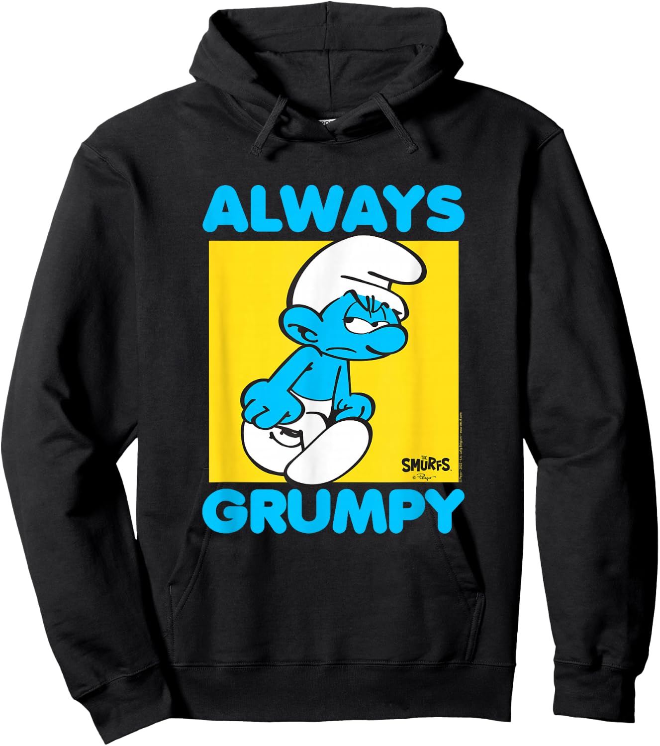 The Smurfs Always Grumpy Retro Cartoon Hoodie - Hoodie | Black