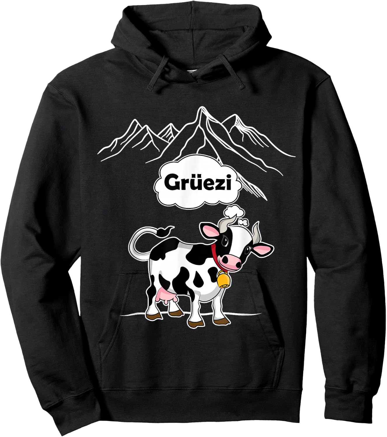 Switzerland Cow Gruezi Swiss German Mountains Hoodie - Hoodie | Black