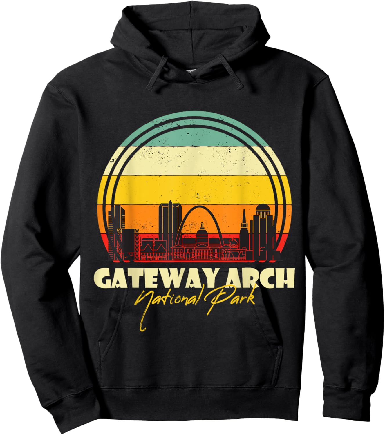 Gateway Arch Retro St Louis National Park Missouri Souvenir Hoodie - Hoodie | Black