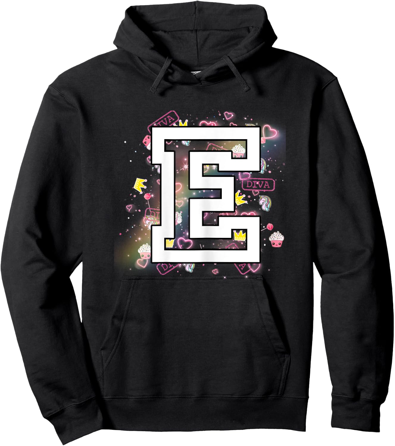 Kids Letter E Clothing For a Girl Who's Name Starts With E Hoodie - Hoodie | Black