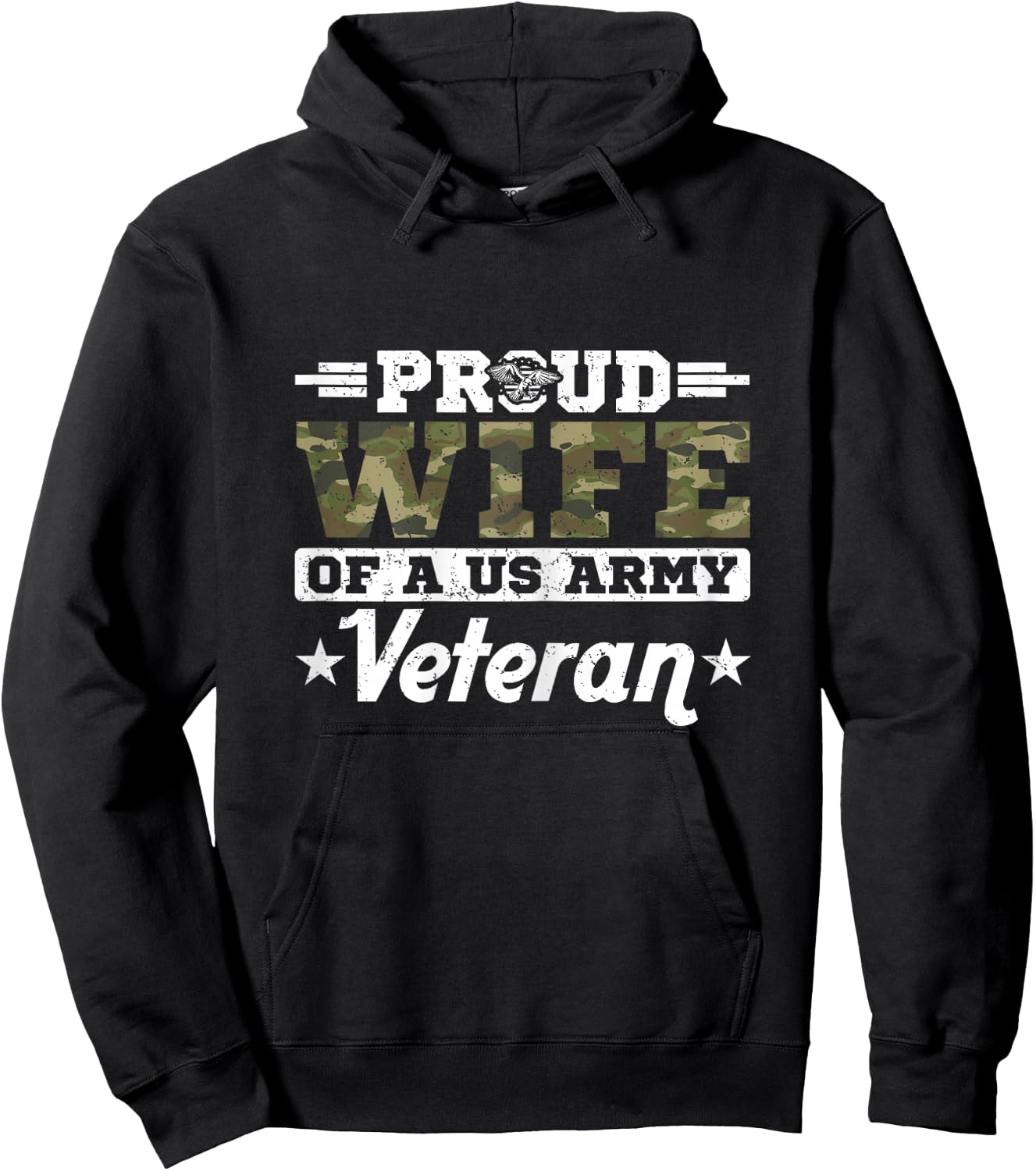 Proud Wife Of A US Army Veteran Married A Hero Hoodie - Hoodie | Black