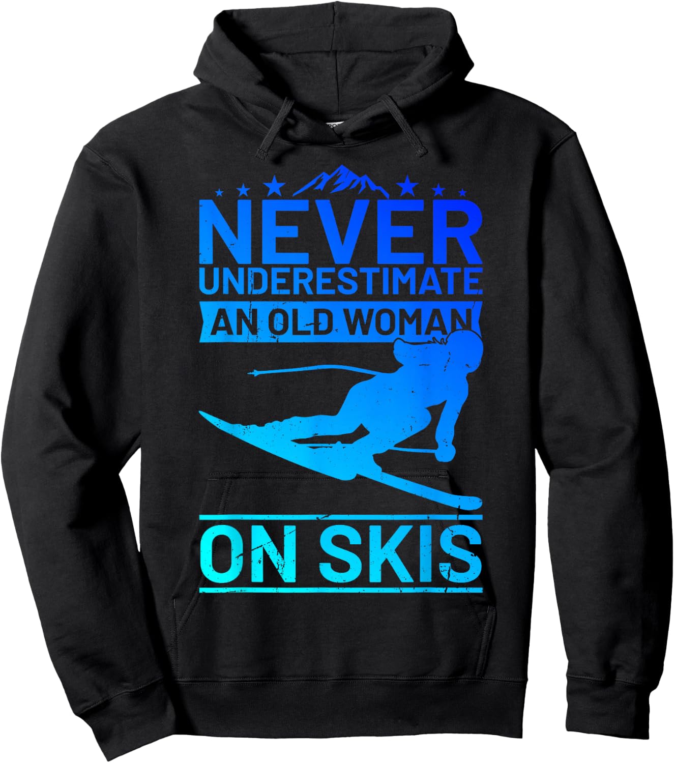 Never underestimate an old woman on skis women's skiing Hoodie - Hoodie | Black