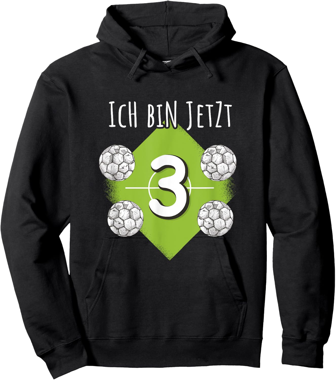 Ich bin 3 Junge Fussball 3rd Children's Birthday Football Hoodie - Hoodie | Black
