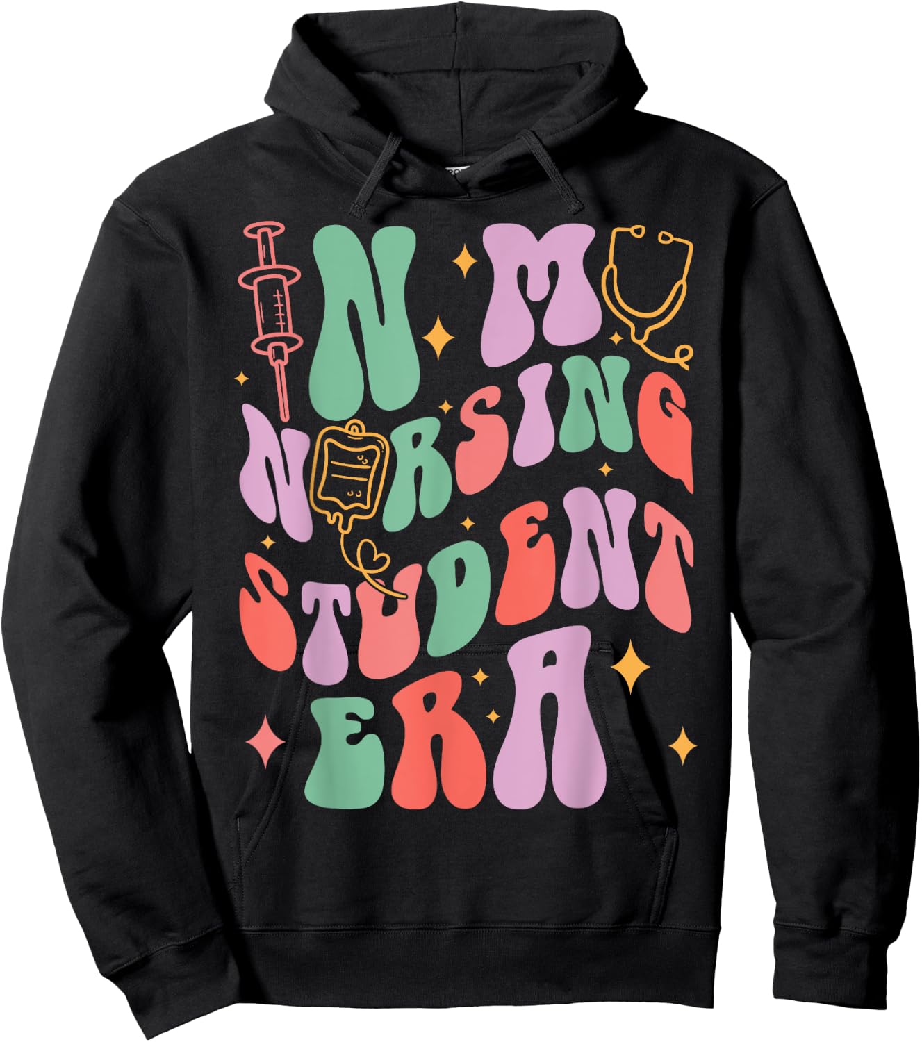 In My Nursing Student Era Groovy Nursing School Future Nurse Hoodie - Hoodie | Black