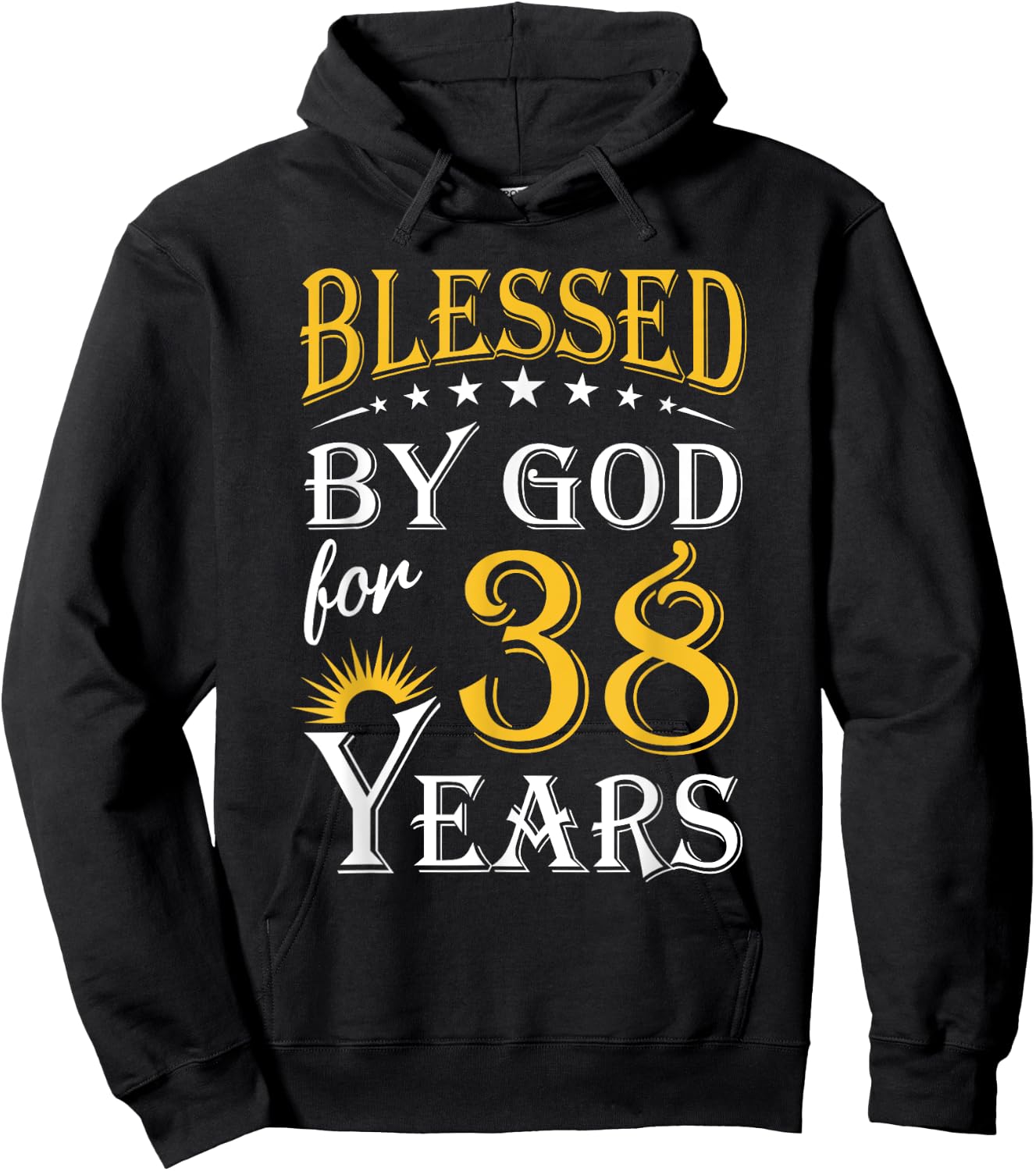 Vintage Blessed by God for 38 years Happy 38th Birthday Hoodie - Hoodie | Black