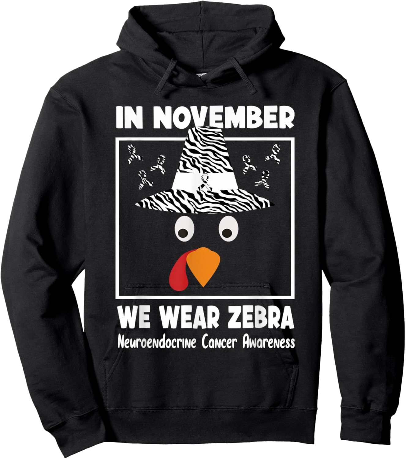 Neuroendocrine Cancer Awareness in November We Wear Zebra Hoodie - Hoodie | Black