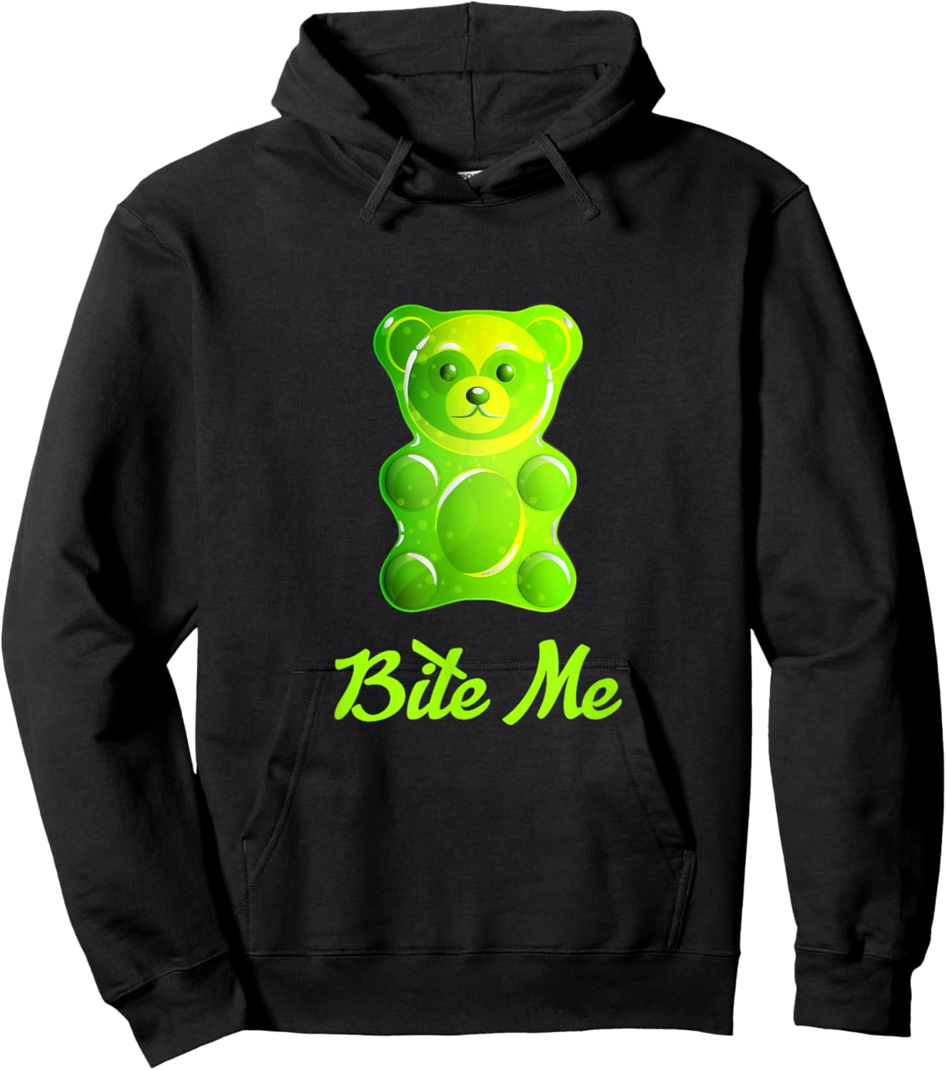 Cool Bite Me Colorful Gummy Bear Candy Illustration Graphic Hoodie - Hoodie | Black