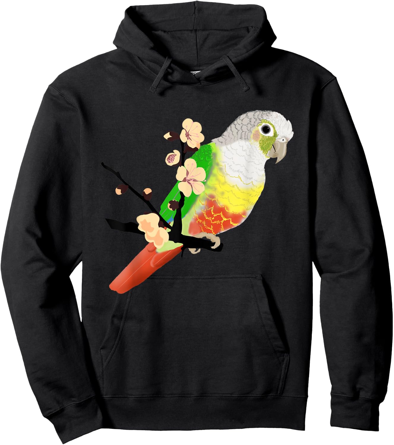Pineapple Green Cheek Conure Hoodie - Hoodie | Black