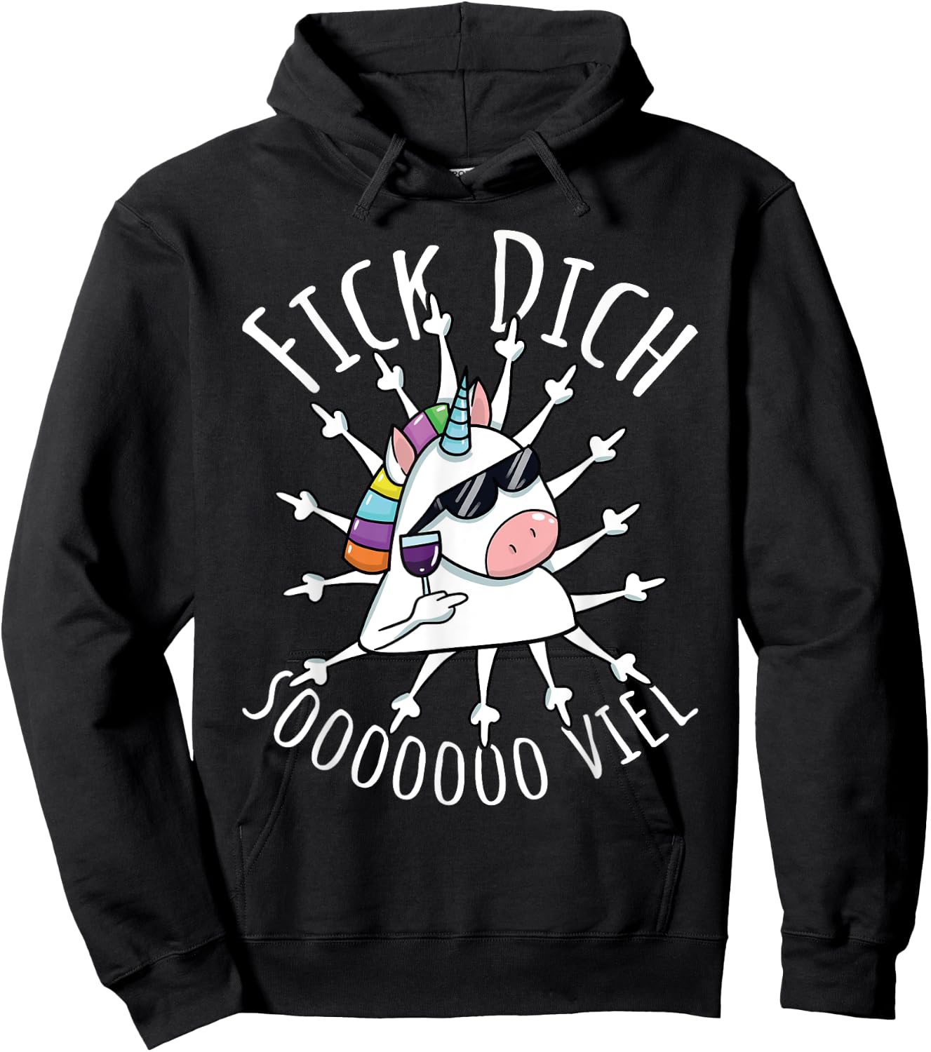Fick Dich So Much | Evil Misanthrop Unicorn | Sarcasm Hoodie - Hoodie | Black