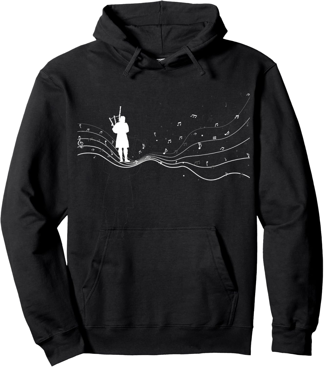 Bagpipe musician in music notes for Bagpipe player Hoodie - Hoodie | Black