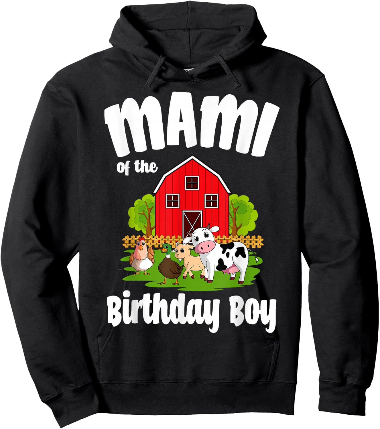 Mami Of The Birthday Boy Farm Animal Bday Party Celebration Hoodie - Hoodie | Black