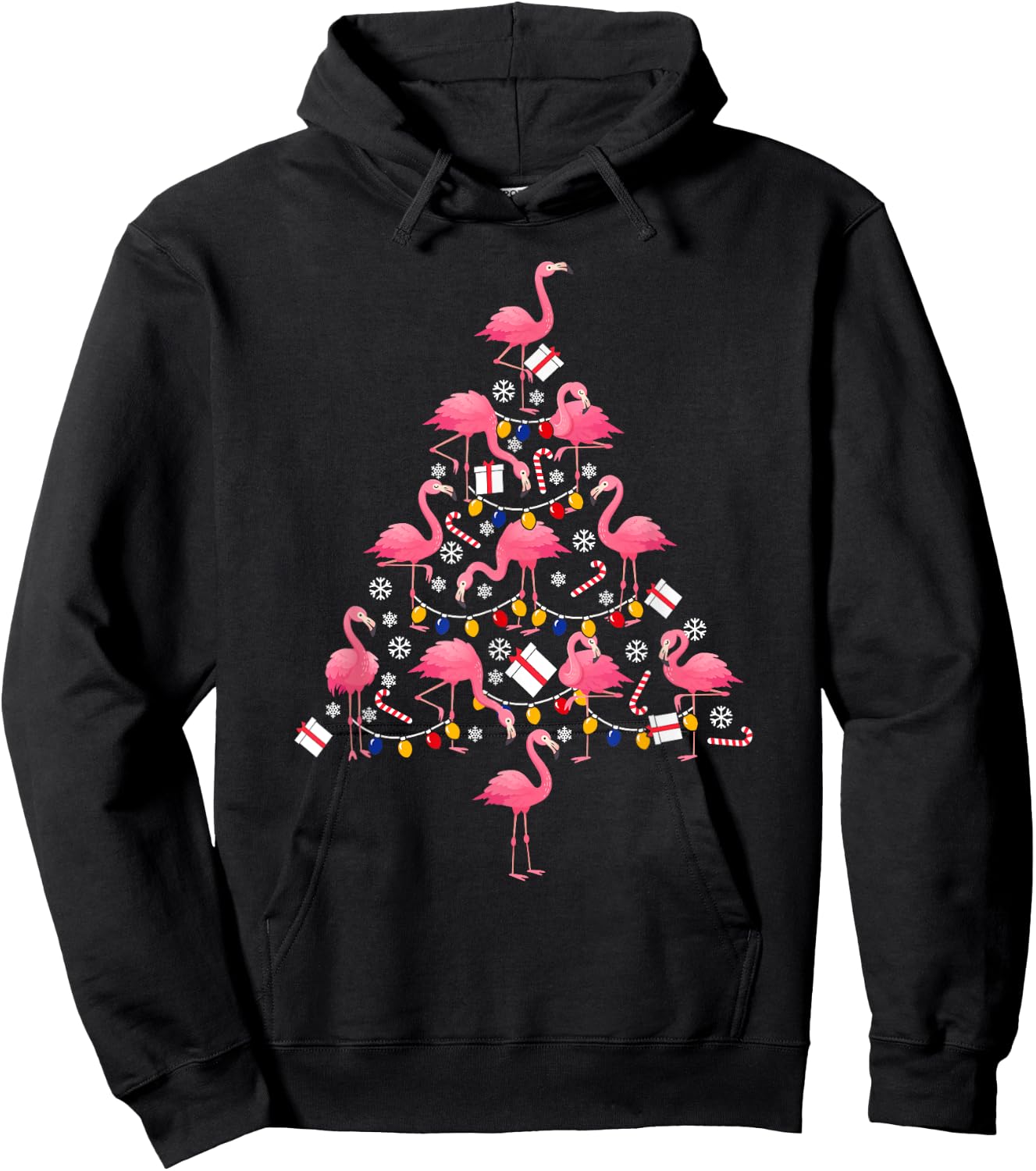 Funny Christmas Men Kids Women Flamingo Ugly Christmas Hoodie - Hoodie | Black