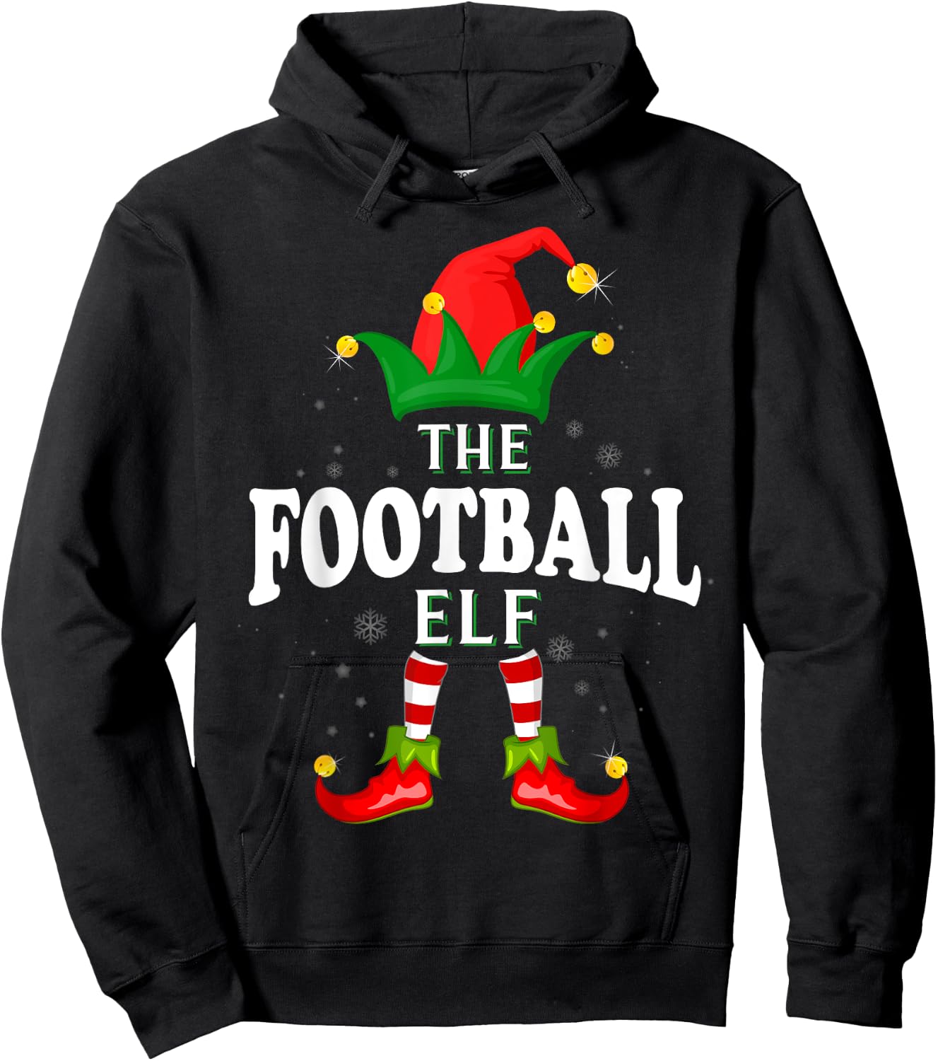 Xmas Football Elf Family Matching Christmas Pajama Hoodie - Hoodie | Black