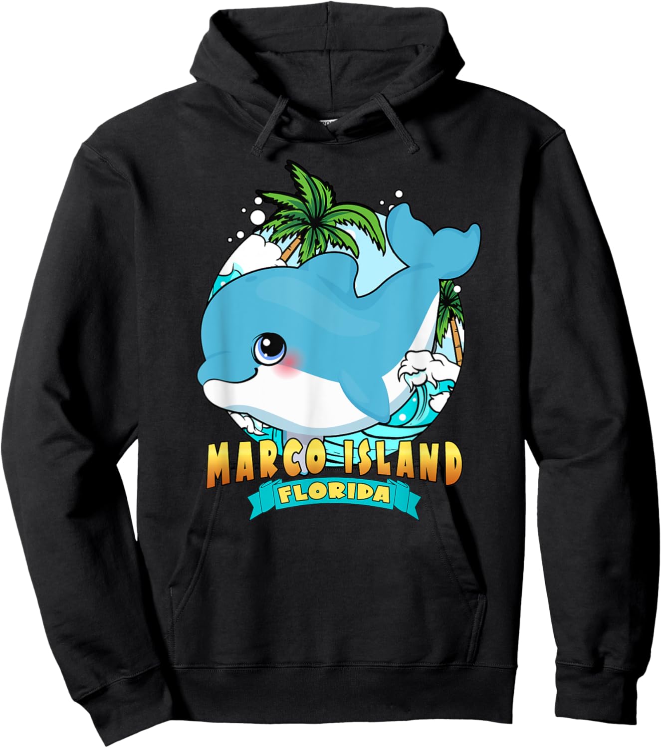 MARCO ISLAND FLORIDA | Cute Baby Dolphin Souvenir Hoodie - Hoodie | Black