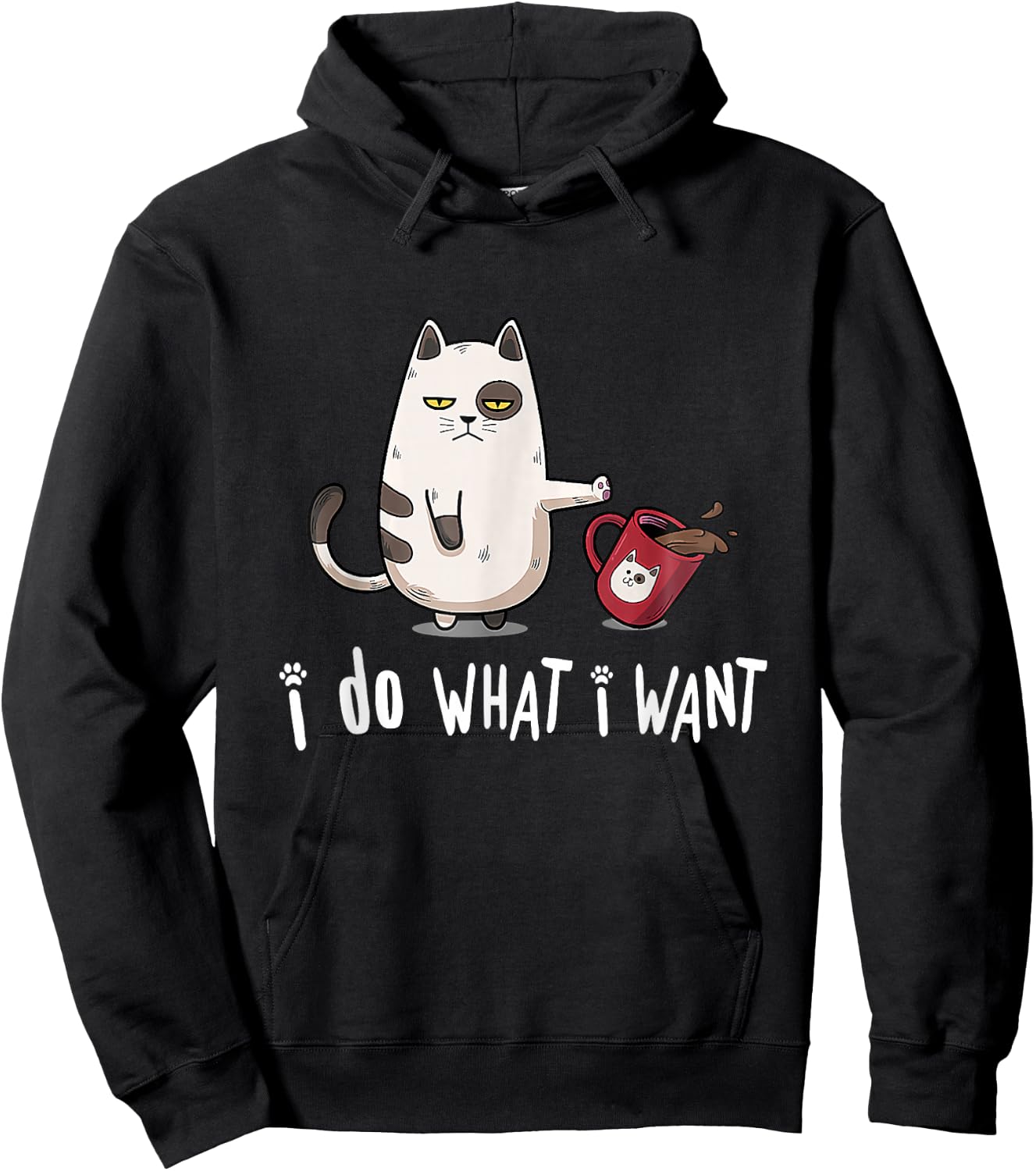 Meow I Do What I Want Vintage Black Cat Red Cup Funny My Cat Hoodie - Hoodie | Black