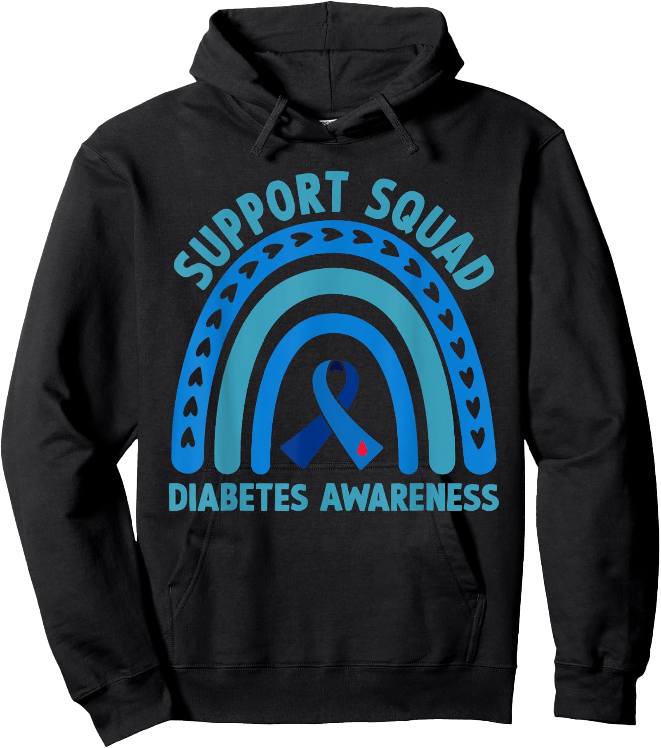 Diabetes Blue Support Squad Diabetes Awareness Hoodie - Hoodie | Black