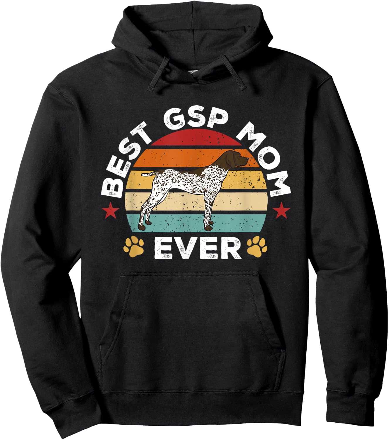 Retro Vintage German Shorthaired Pointer Best GSP Mom Ever Hoodie - Hoodie | Black
